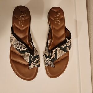 Franco Sarto Women's Snakeskin Sandals - Black and Brown